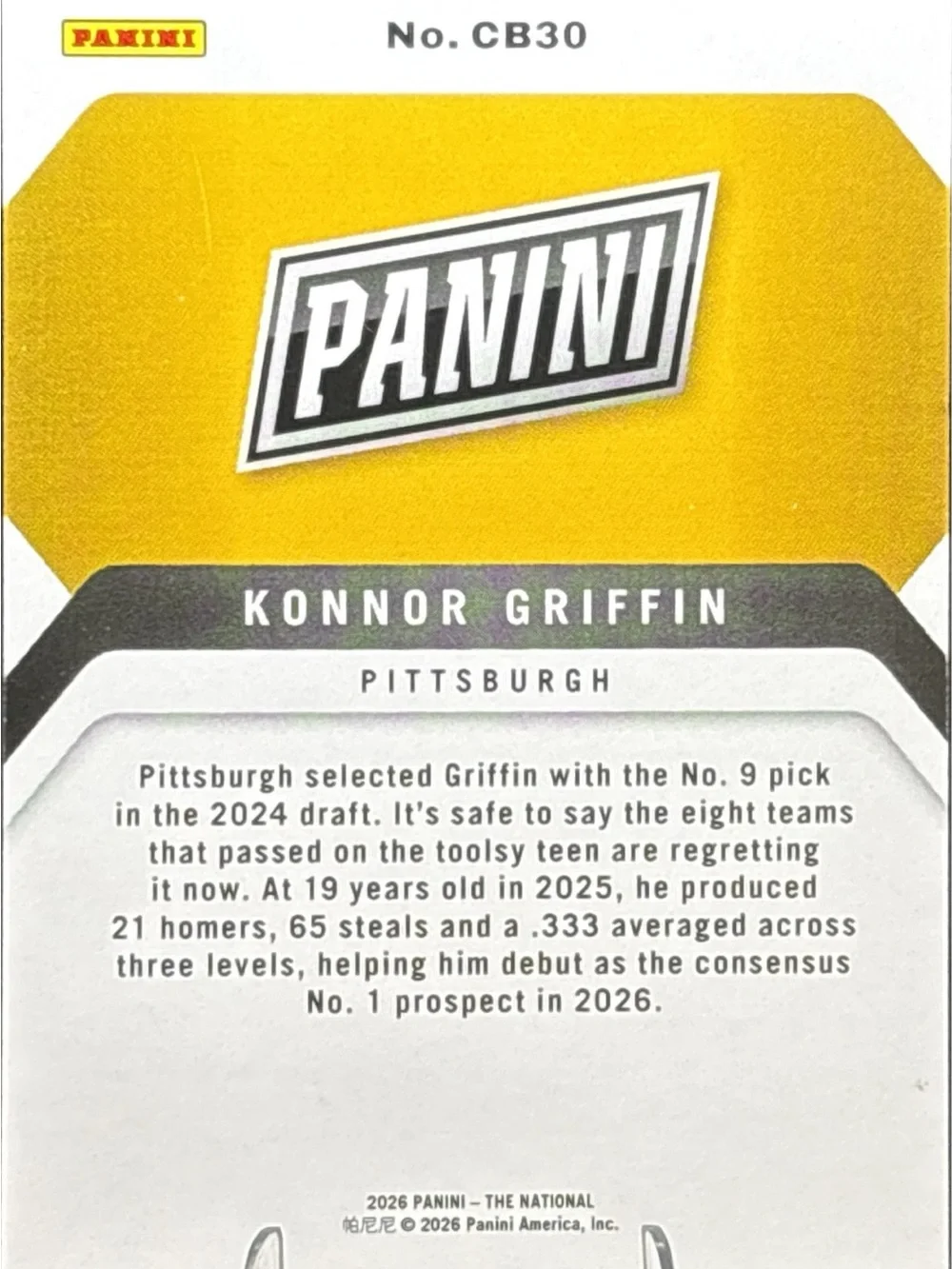 Panini Baseball Konnor Giffin Rookie Trading Card - Case Breaker LE 39/199
